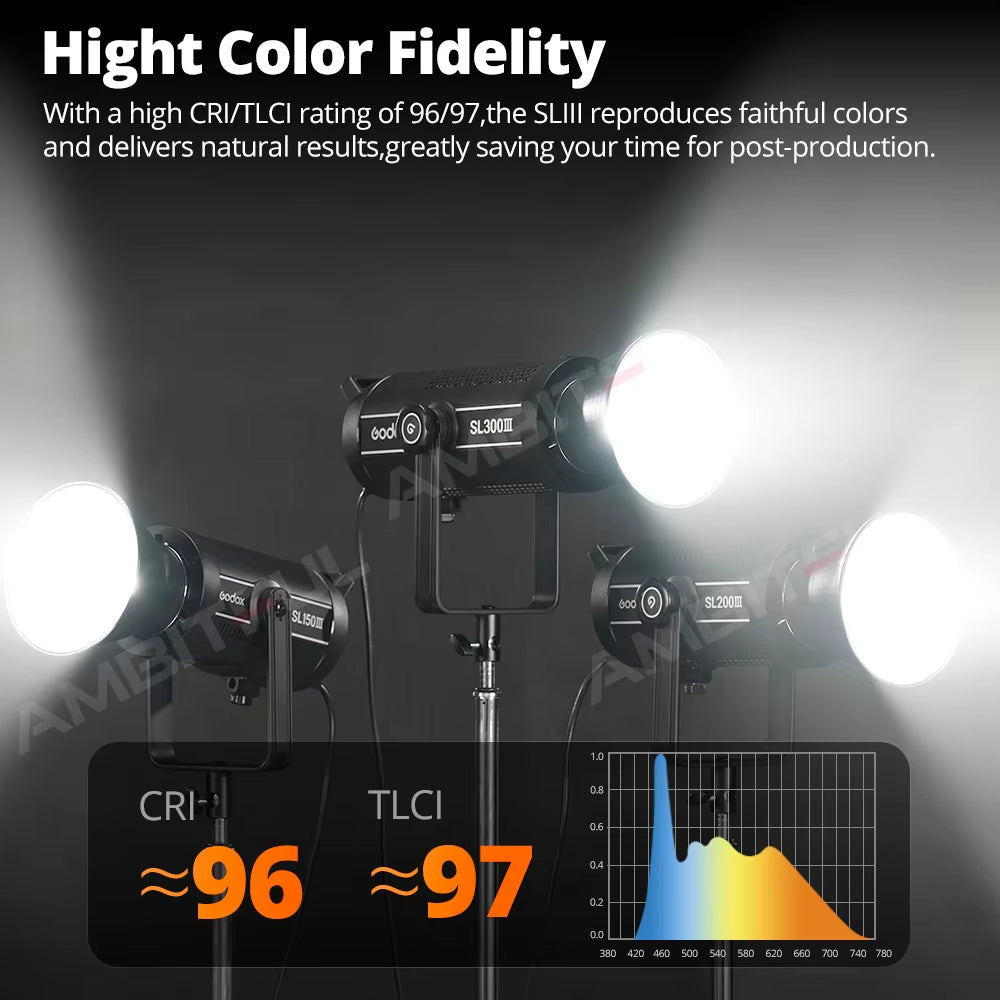 GODOX SL150III LED Video Light SL200III SL300III Bowens Mount Studio Photography Light for Photo and Video Shooting