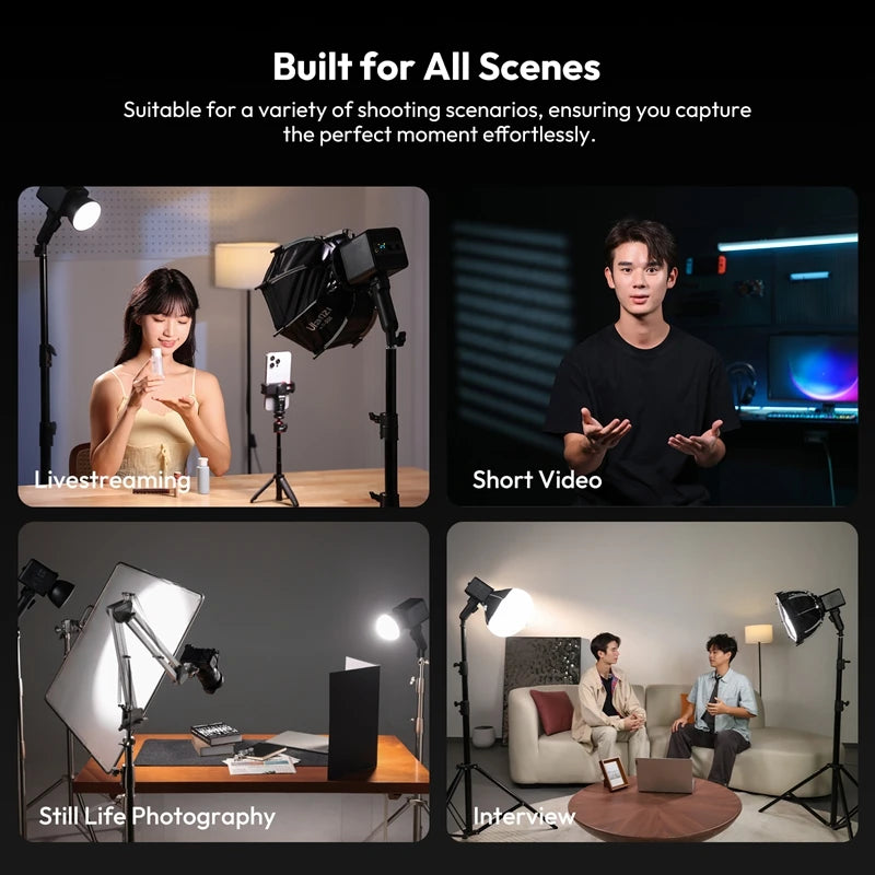 Ml100Bi | ML100RGB 100W COB Video Light 2700K-6500K Bi-Color | 360° RGB Photography Studio Light for Shot Livestreaming