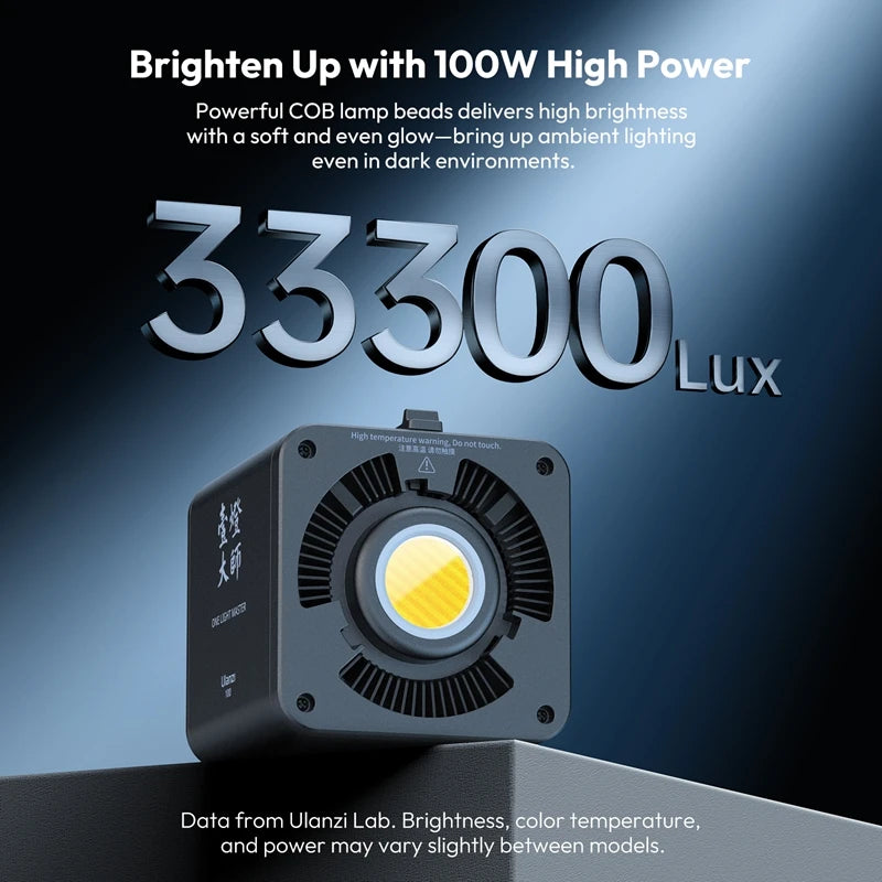 Ml100Bi | ML100RGB 100W COB Video Light 2700K-6500K Bi-Color | 360° RGB Photography Studio Light for Shot Livestreaming