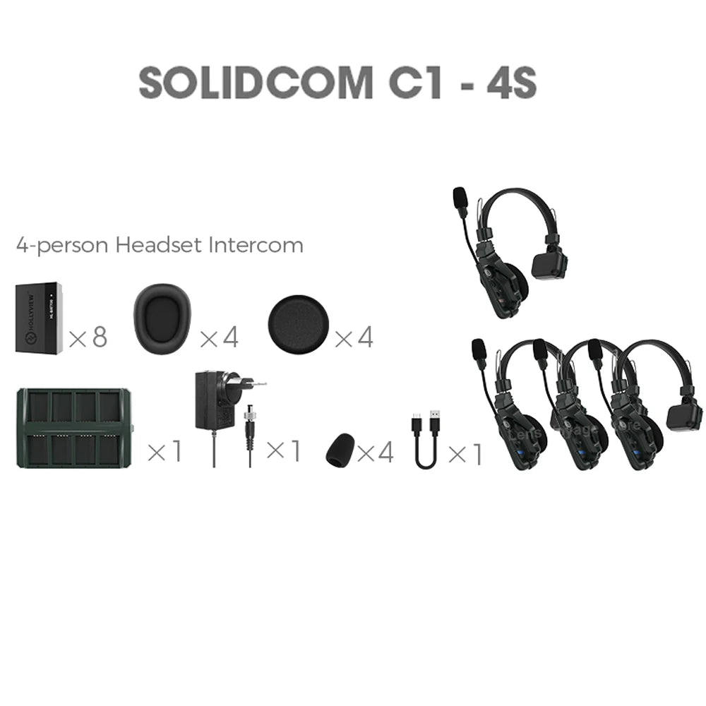 Hollyland Solidcom C1 4S 6S 8S Full-Duplex Wireless Intercom Headset System 1100Ft Active Range for Film Production Concerts