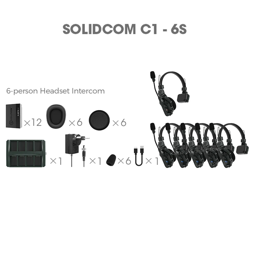 Hollyland Solidcom C1 4S 6S 8S Full-Duplex Wireless Intercom Headset System 1100Ft Active Range for Film Production Concerts