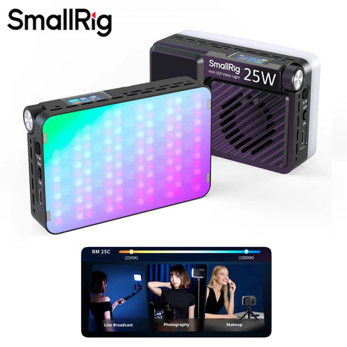 25W RM 25C Pocket RGB LED Video Light 2500K to 10000K Build-In 3100Mah Battery Magnetic Mount to Metal Surface 5357