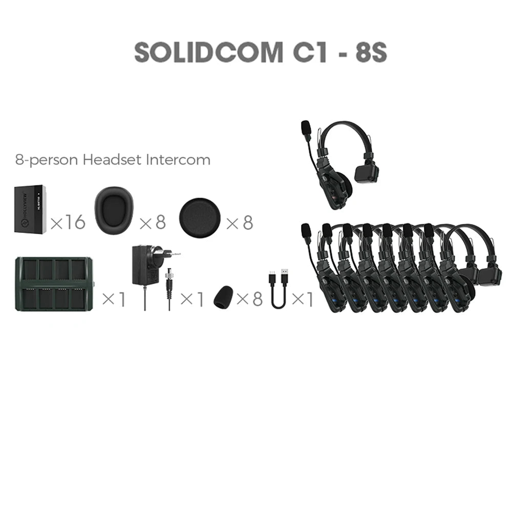 Hollyland Solidcom C1 4S 6S 8S Full-Duplex Wireless Intercom Headset System 1100Ft Active Range for Film Production Concerts