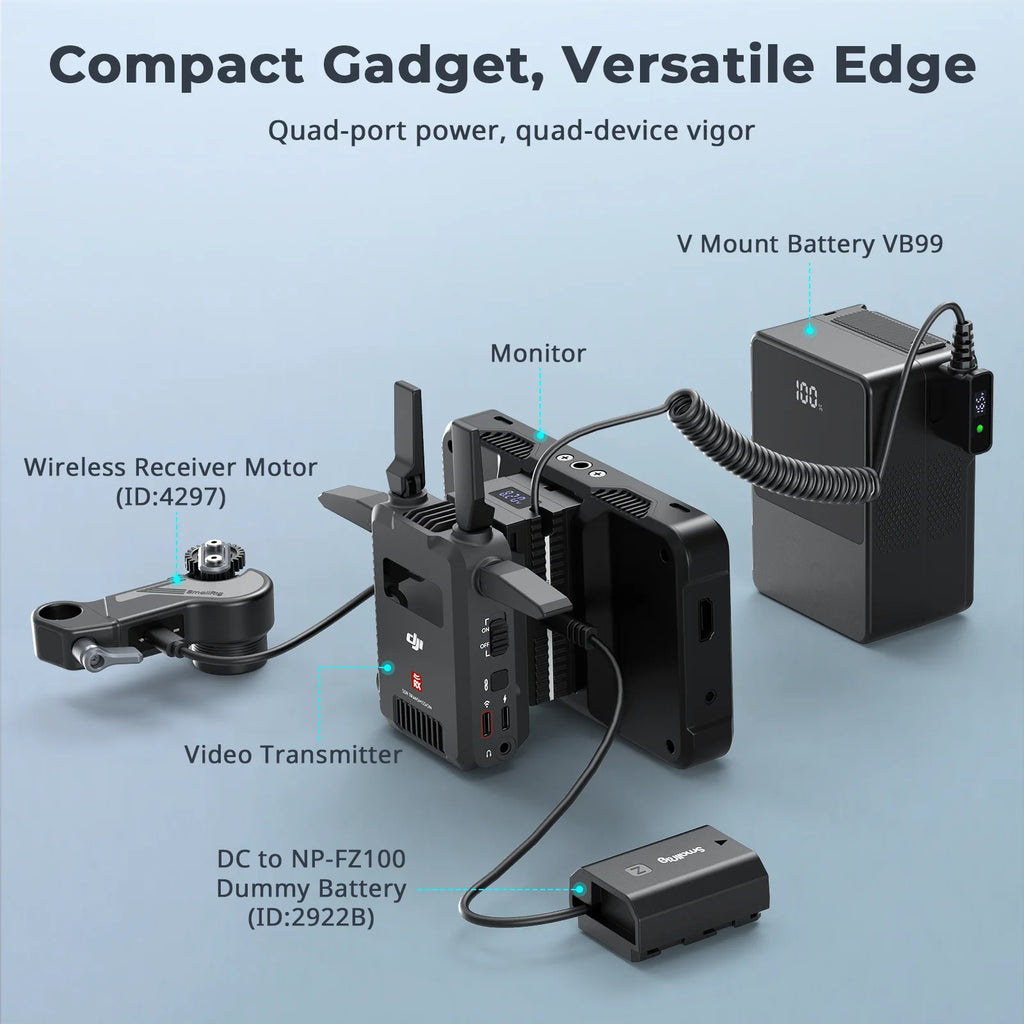 D-Tap to Dual-Sided for NP-F Dummy Battery, with USB-C DC Port LED Display for Monitor Wireless Video Transmitters 4884