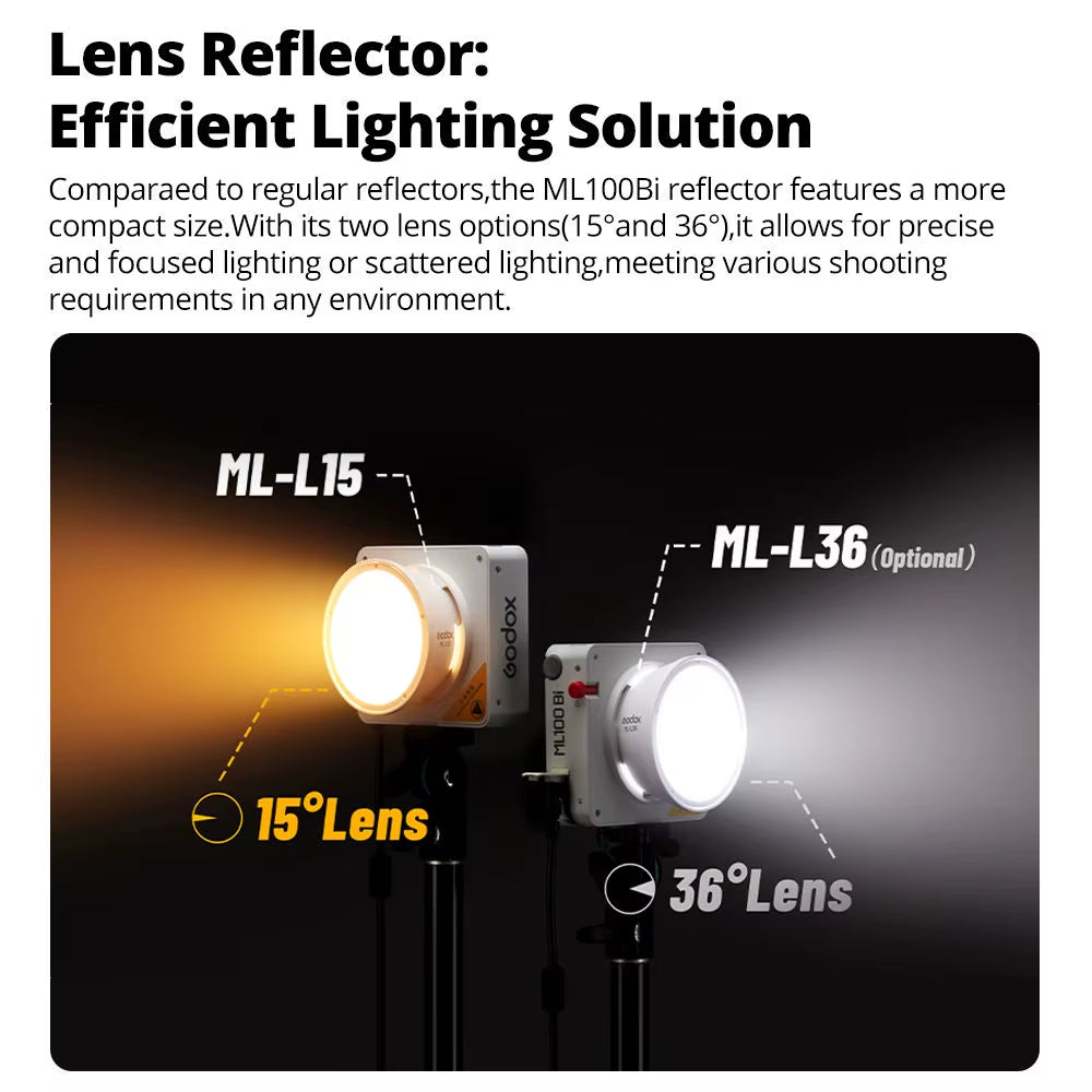Godox Ml100Bi 120W Bi-Color Pocket LED Video Light Metal & Plastic Vlog Photography Fill Light