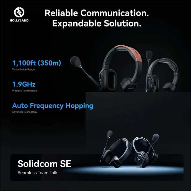Hollyland Solidcom SE Wireless Headset Intercom System with Noise Cancellation Water Resistance (3 - 8 Units)