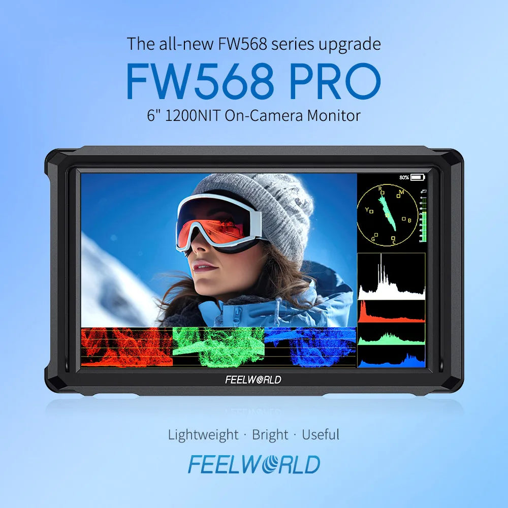 FEELWORLD FW568 PRO 6" 1200nit High Bright Camera Monitor W/ 4K HDMI 60Hz & 3D LUT Support LOGO Custom OEM Factory Direct