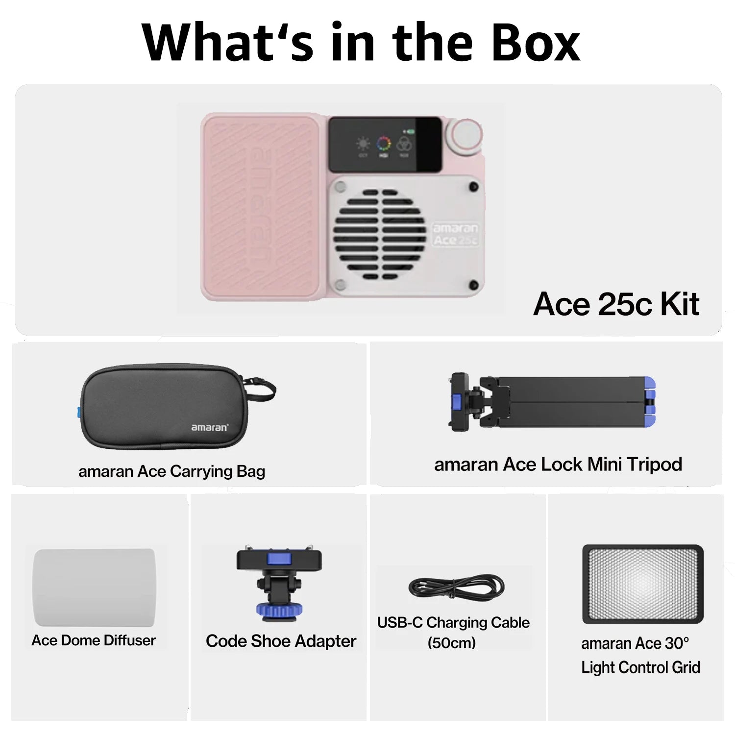 For Amaran Ace 25c Full-Color Mini Video LED Light RGBWW Pocket RGBWW with 2300K-10000K 4500mAh PD Fast Charging TikTok