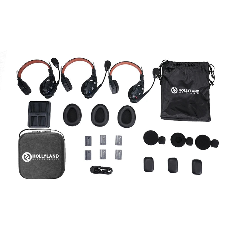 Hollyland Solidcom C1 Pro Wireless Intercom Headset System ENC Noise Cancellation for Church Drone Production Team Communication