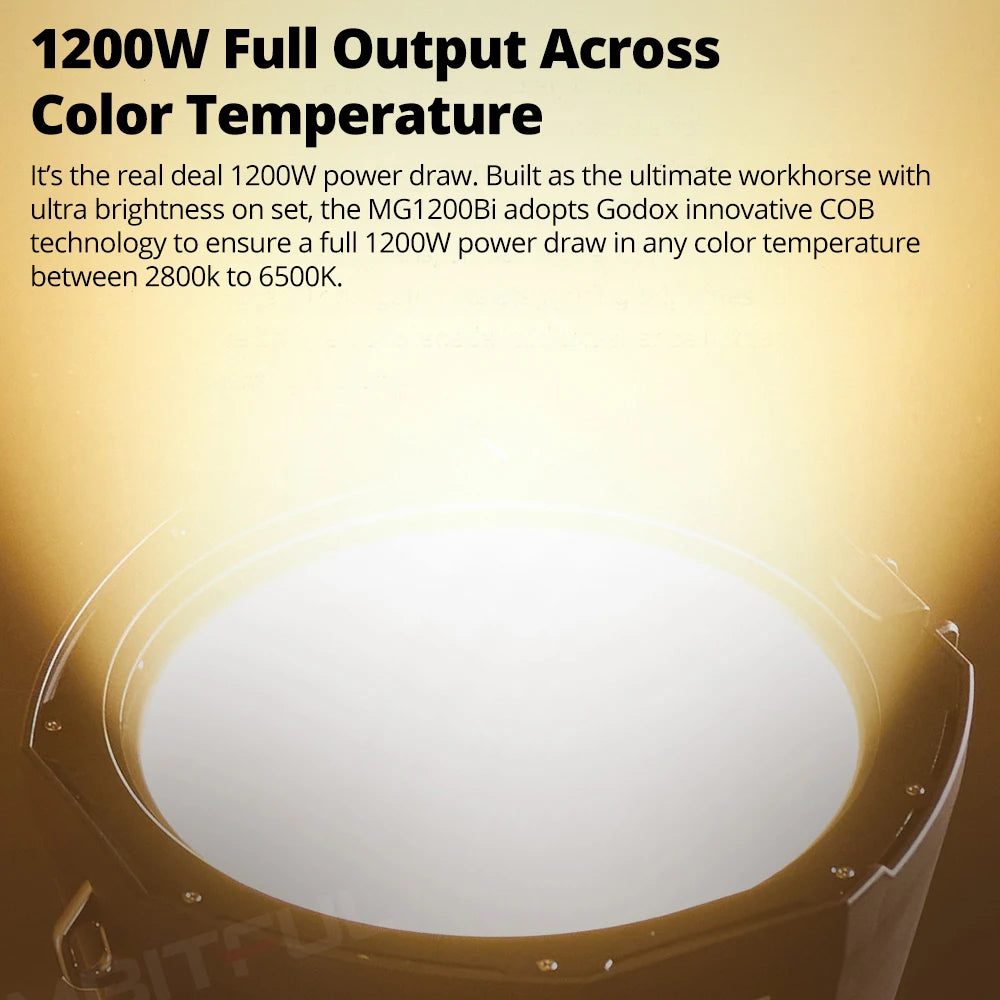 Godox KNOWLED MG1200Bi LED Video Light Bi-Color /Maximum Power: 1400W Full Output Built-in FX Effects with Portable Case