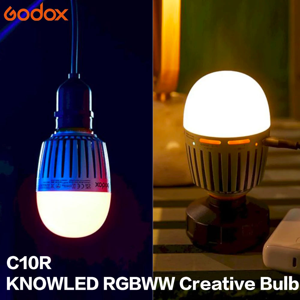 Godox KNOWLED C10R 12W RGBWW Smart Bulb CCT Range 2000K-10000K Videography App Compatible for Wireless Control Without Battery
