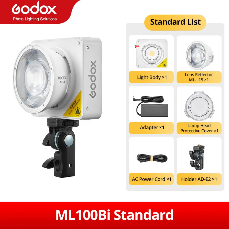 Godox ML100Bi 120W Portable Bi-Color LED Photography Lamp Onboard & App Control for Video Recording & Live Streaming