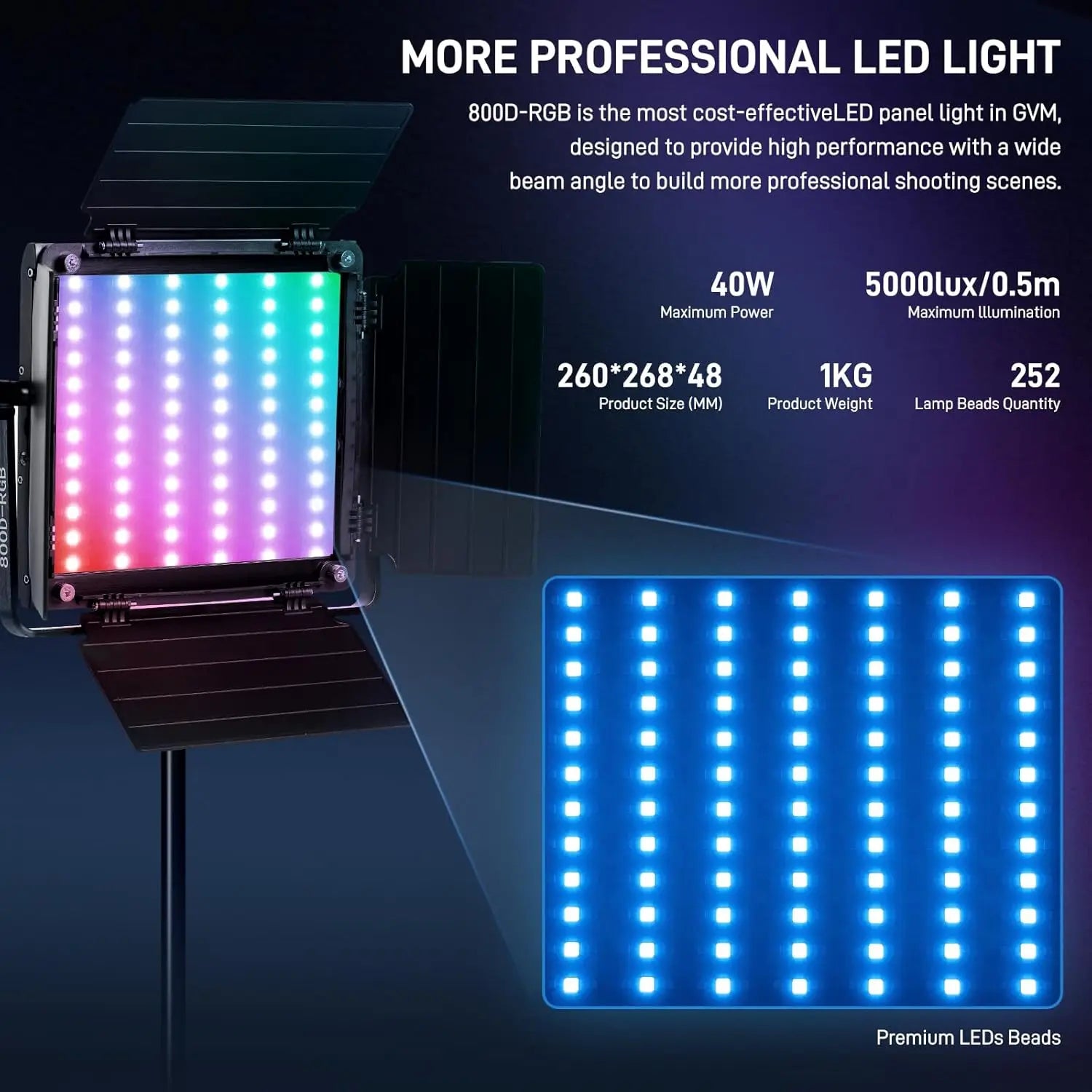 GVM 800D 2 Pieces RGB LED Video Light Panel Best Seller Professional Photography Fill Light Kit with APP Control Studio Light