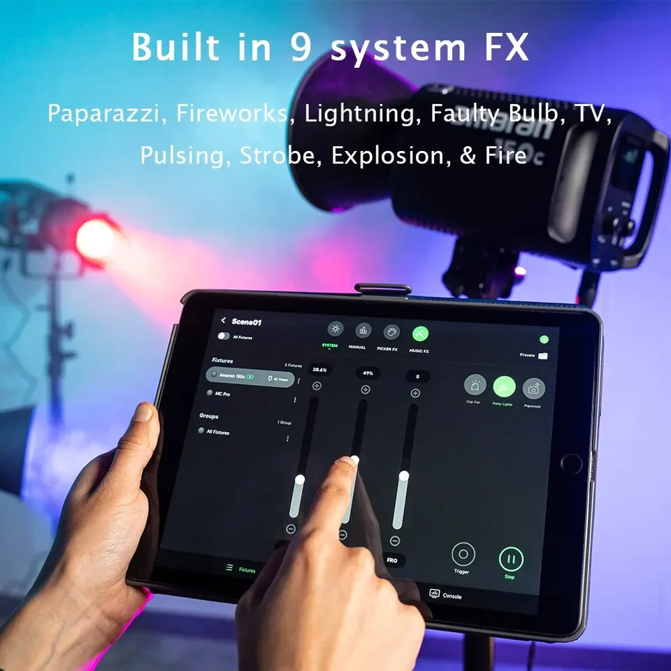 Aputure Amaran 150C/300C RGBWW Studio Full-Color LED Video Photography Light Bowens Mount DC for Live Streaming Video Recording