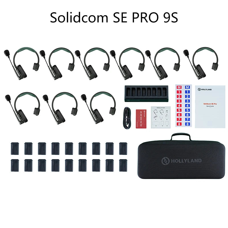 Hollyland Solidcom SE Pro Full Duplex 9-Users ENC Noise Cancellation Wireless Intercom Headset System 1300ft Team Communication