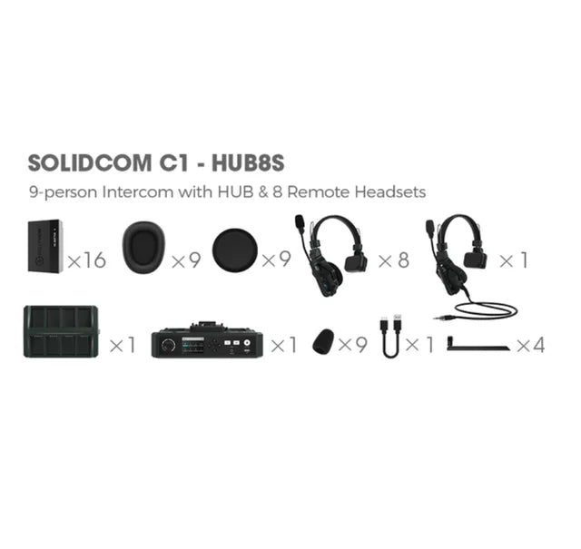 Hollyland Solidcom C1 Wireless Intercom Communication Headset Remote Single Ear Headphone Microphone 1000ft Los Range 350meter