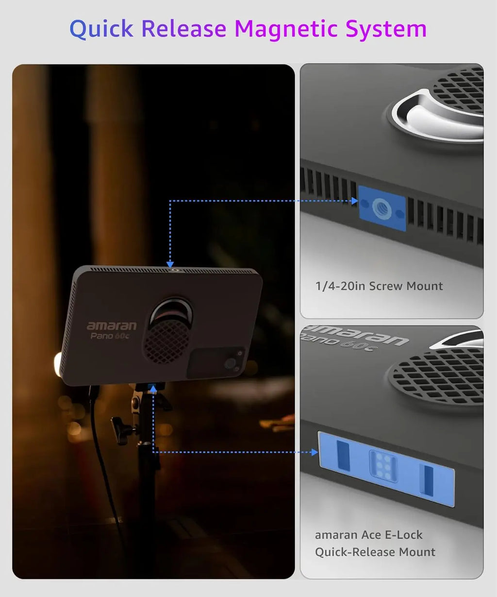 Aputure amaran Pano 60c Video Light 2300K-10000K 60W RGB Full Color Photography Lamp With App Control 12 Lighting modes