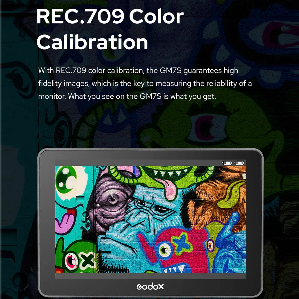 GODOX GM7S 7-inch 4K Highlight Monitor GM7S Camera Field Touchscreen Ultra-bright On-Camera Monitor Video Focus Assist