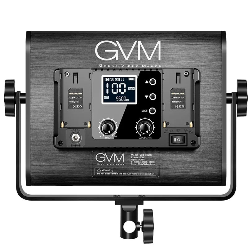 Gvm 880RS 2L 60w Rgb Led Video Light Kit Gaming Streaming Photography Bluetooth Control Dimmable Panel