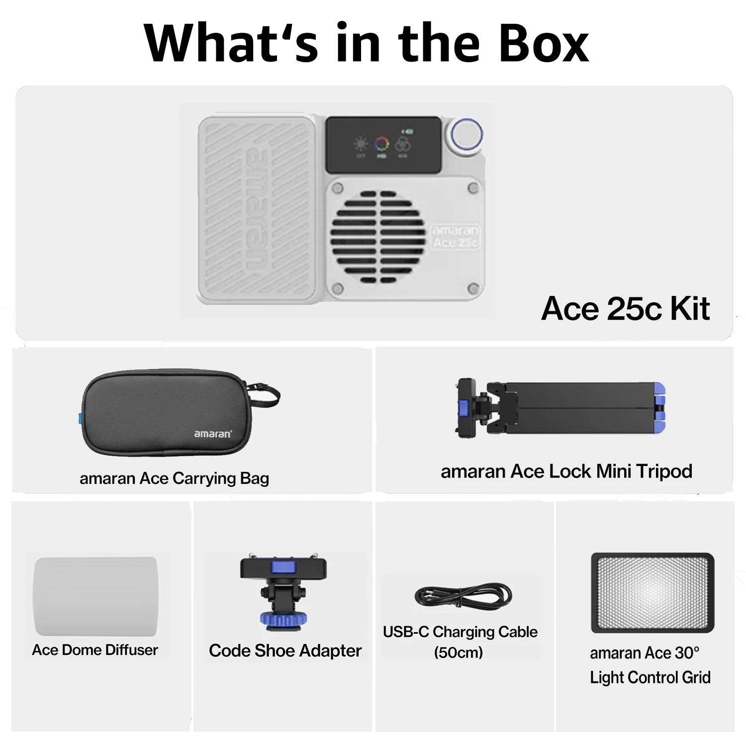 For Amaran Ace 25c Full-Color Mini Video LED Light RGBWW Pocket RGBWW with 2300K-10000K 4500mAh PD Fast Charging TikTok