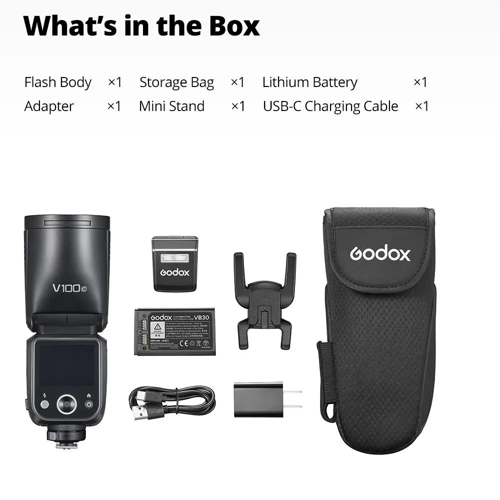 Godox V100C V100 C V100-C USA Version Round Head Camera Flash Speedlite Speed light