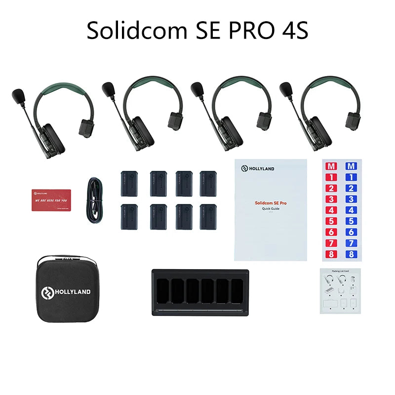 Hollyland Solidcom SE Pro Full Duplex 9-Users ENC Noise Cancellation Wireless Intercom Headset System 1300ft Team Communication