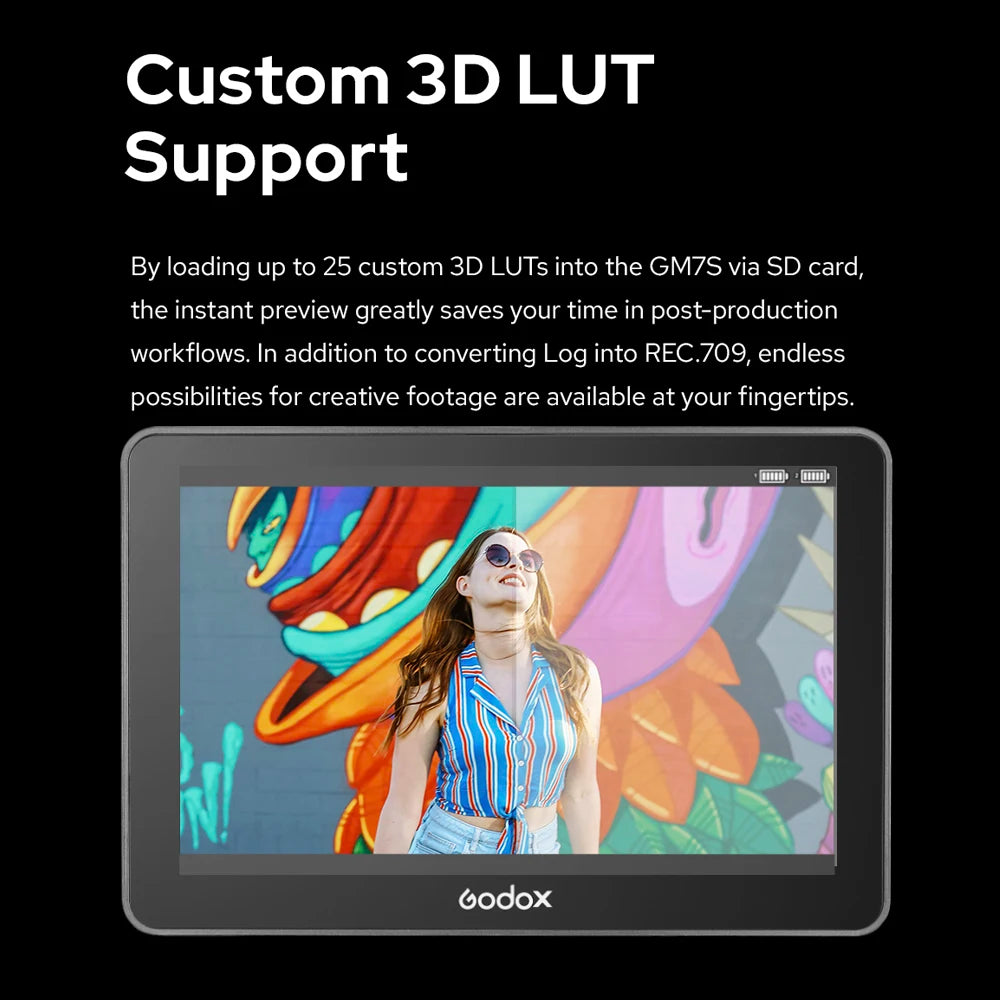 GODOX GM7S 7-inch 4K Highlight Monitor GM7S Camera Field Touchscreen Ultra-bright On-Camera Monitor Video Focus Assist