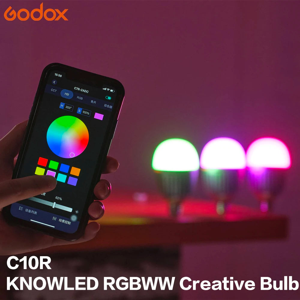Godox KNOWLED C10R 12W RGBWW Smart Bulb CCT Range 2000K-10000K Videography App Compatible for Wireless Control Without Battery