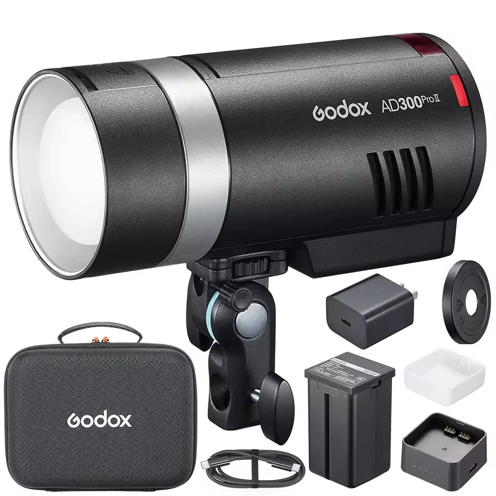 Godox Ad300pro II Wholesale Integrated Outdoor Portable Photography Flash with Wireless Remote Control Rechargeable 300W Metal