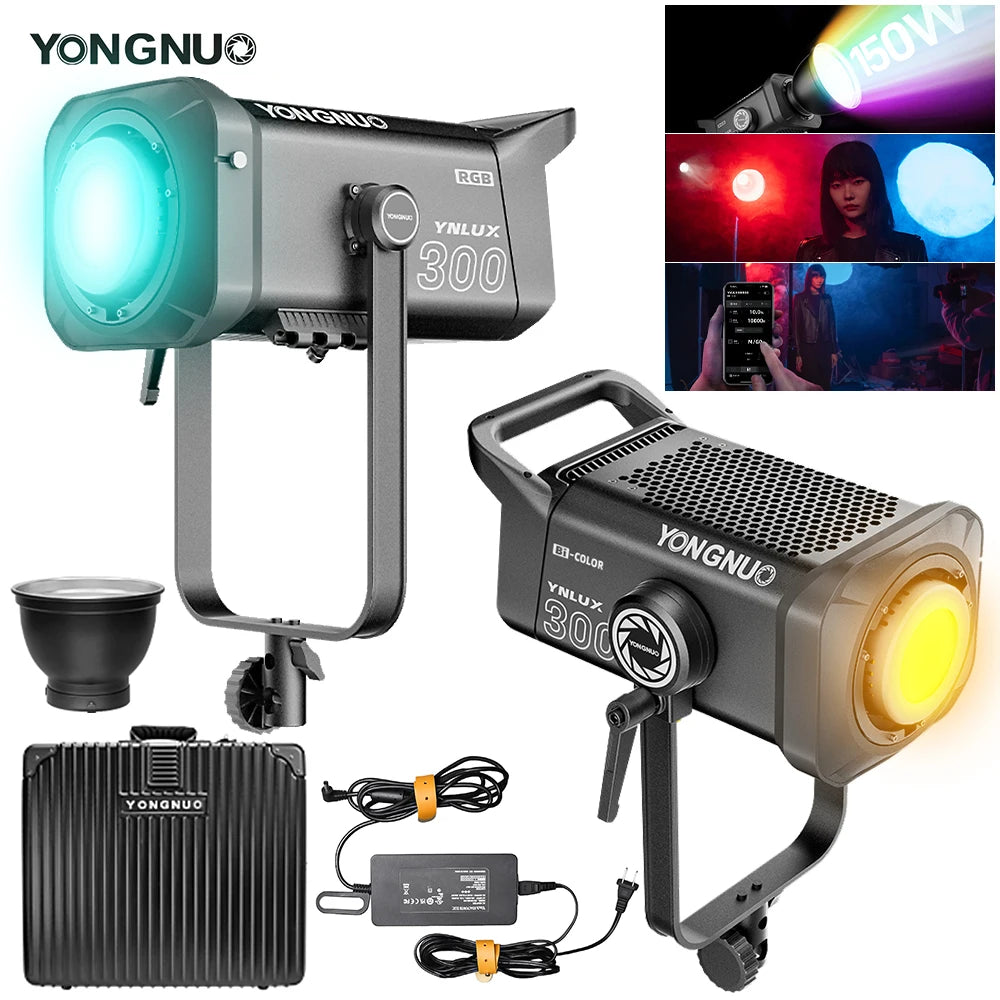 Yongnuo YNLUX300 RGB Led Video Light  2000k-10000K Bi-color APP Control for Live Streaming Photo Video Recording by Aputure