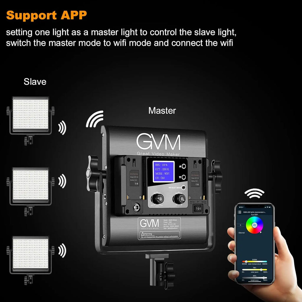 GVM 800D 2 Pieces RGB LED Video Light Panel Best Seller Professional Photography Fill Light Kit with APP Control Studio Light
