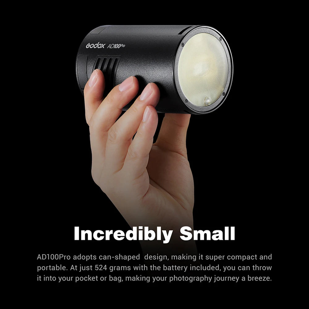Godox AD100Pro 100Ws TTL 2.4G HSS 1/8000s Pocket Flash Light With 7.2V/2600mAh Lithium Battery 360 Full Power Flashes 0.01-1.5s