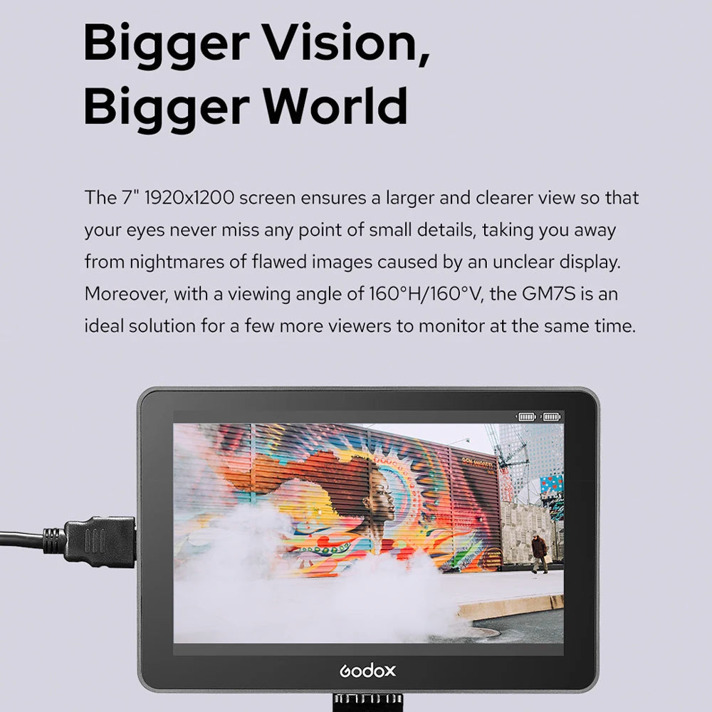GODOX GM7S 7-inch 4K Highlight Monitor GM7S Camera Field Touchscreen Ultra-bright On-Camera Monitor Video Focus Assist