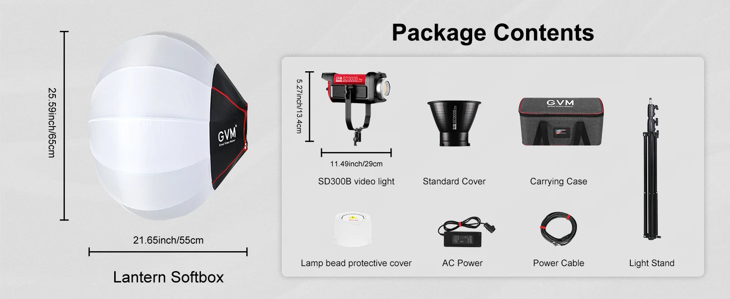 GVM Official PRO SD300B 300W DMX-Controlled LED Light for Professional Video Production  2700-6800K CCT CRI 97