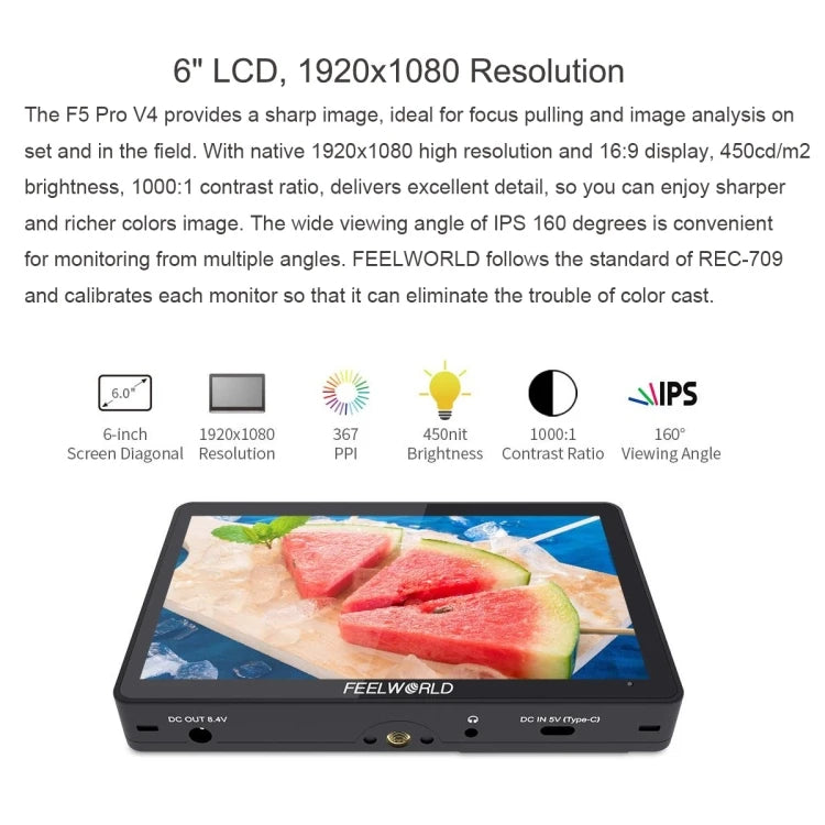 Affordable Price FEELWORLD F5 Pro V4 6 Inch Touch Screen DSLR Camera Field Monitor, 3D Photography Camera Monitor