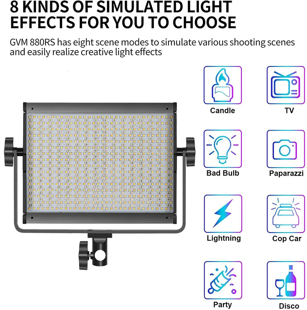 Gvm 880RS 2L 60w Rgb Led Video Light Kit Gaming Streaming Photography Bluetooth Control Dimmable Panel