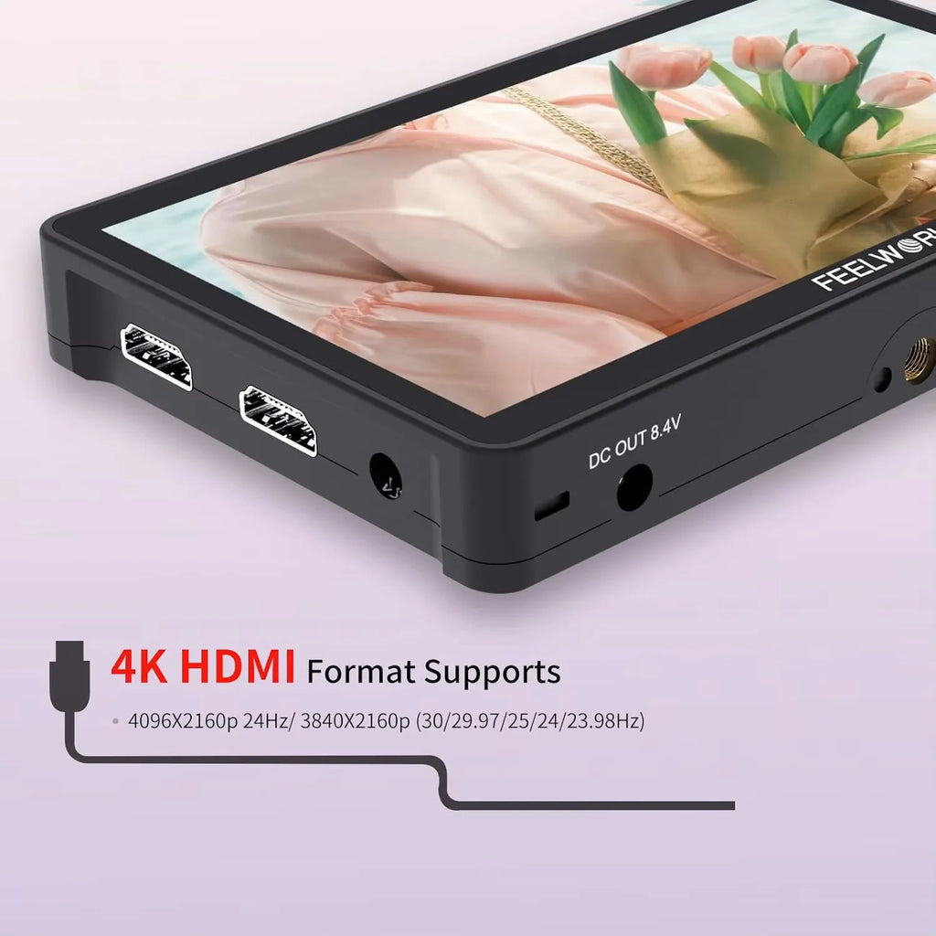 6 Inch FEELWORLD F5 PRO V4 3D LUT 4K HDMI Input Output Touch Screen Monitor for DSLR Camera Monitor Camera Dslr Field Monitor