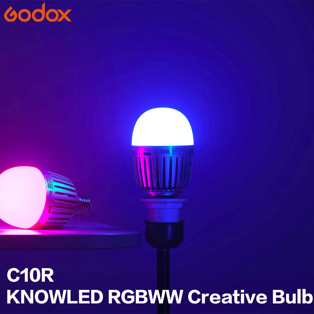 Godox KNOWLED C10R 12W RGBWW Smart Bulb CCT Range 2000K-10000K Videography App Compatible for Wireless Control Without Battery