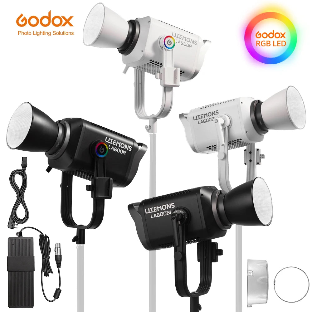 Godox LA600R LA600BI 600W RGB Full-Color LED COB Video Light Supports HSI/RGBW/GEL/FX Modes for Photographic Lighting