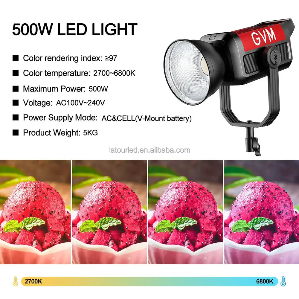 GVM Official PRO SD500B 500W LED Video Light High Bright Daylight Filming TV Continuous Lighting With Seperate Control Box