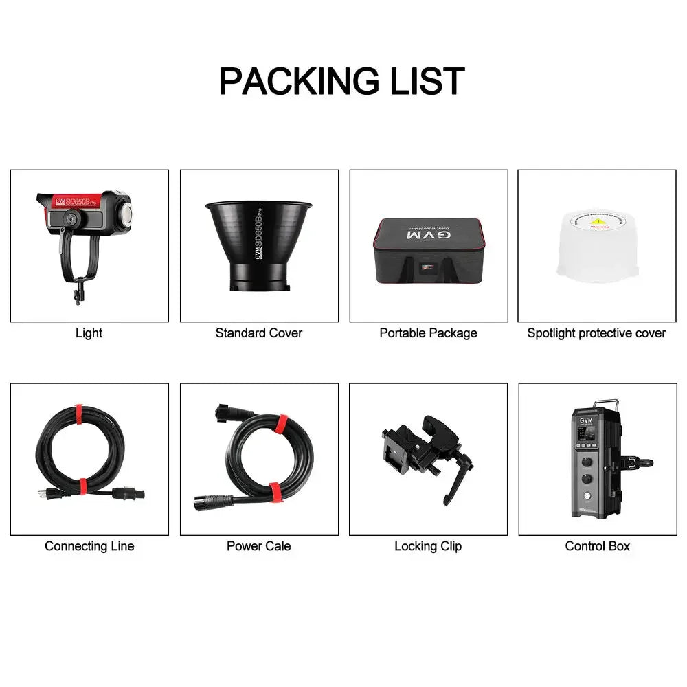 GVM Pro SD650B Bowen Mount Continuous Output Adjustable Photography Remote App 650W LED Video Shooting Studio Light