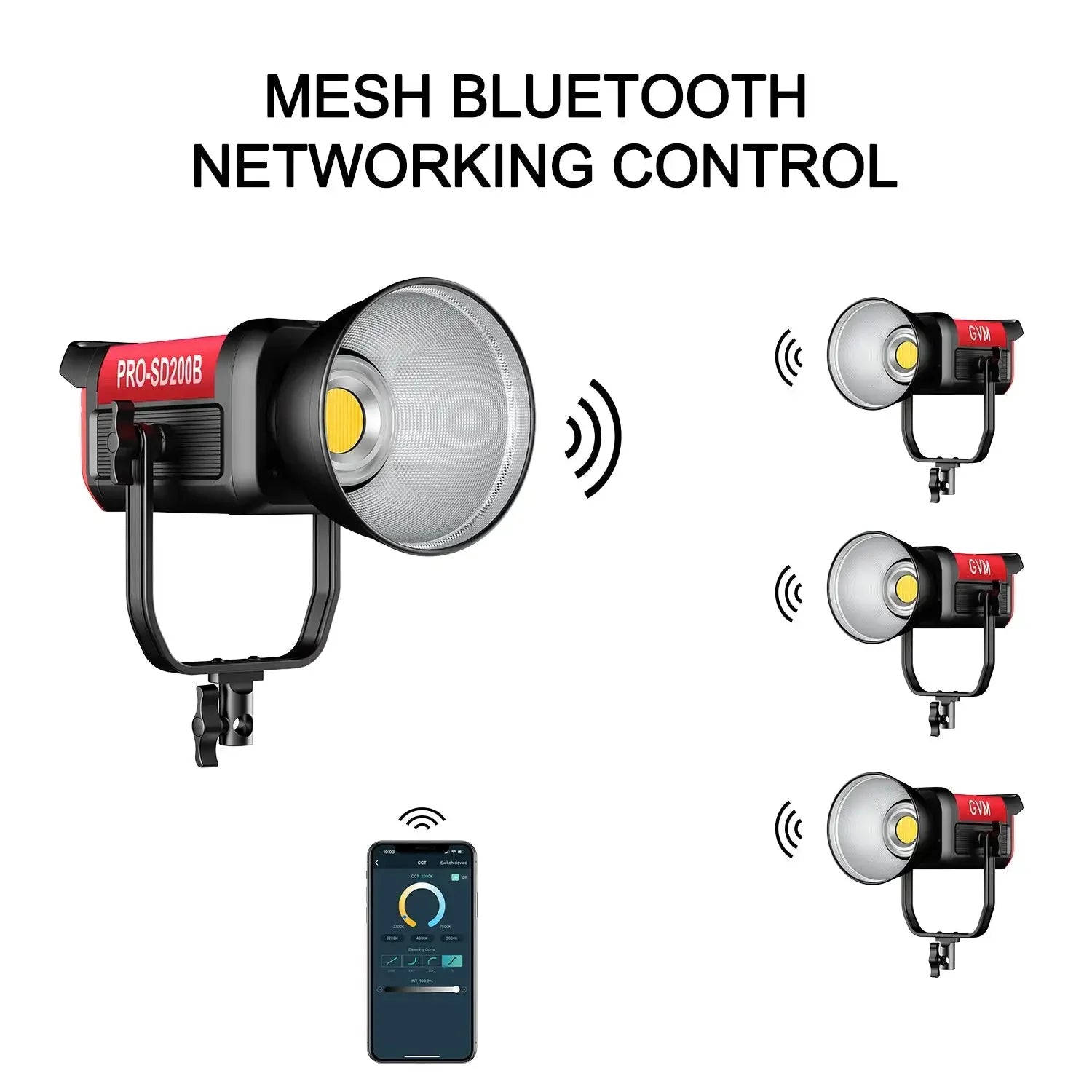 GVM SD200B PRO Mesh DMX Control 2700K-6800K Studio 200W LED Video Photography Lighting