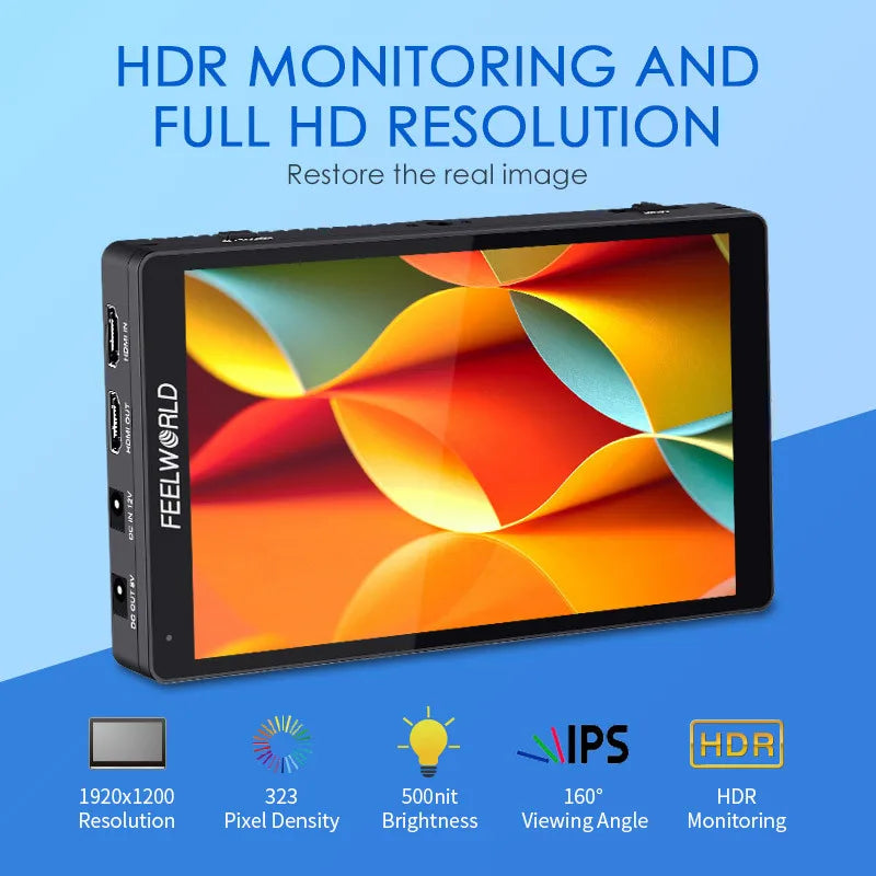 FEELWORLD F7 PRO 7" 4K 60Hz Camera Monitor for DSLR with 3D LUT Color Grading IPS Touch Screen 1920x1200 HDMI Input/Output