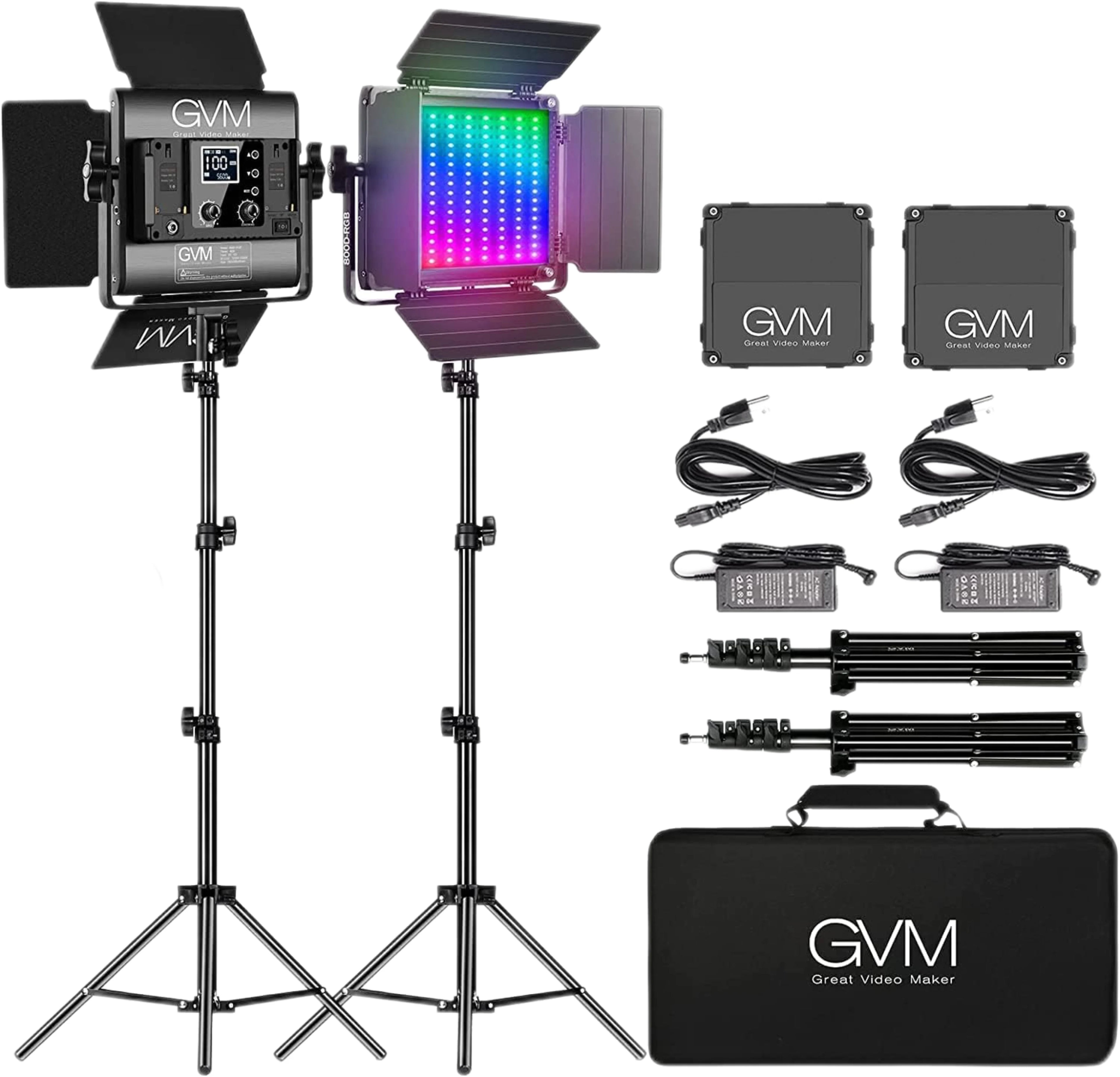GVM 800D 2 Pieces RGB LED Video Light Panel Best Seller Professional Photography Fill Light Kit with APP Control Studio Light