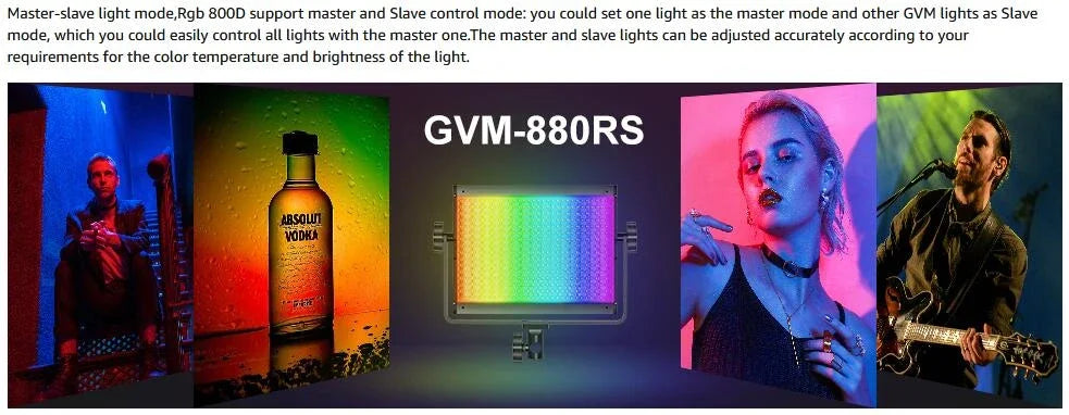 Gvm 880RS 2L 60w Rgb Led Video Light Kit Gaming Streaming Photography Bluetooth Control Dimmable Panel