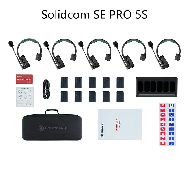 Hollyland Solidcom SE Pro Full Duplex 9-Users ENC Noise Cancellation Wireless Intercom Headset System 1300ft Team Communication
