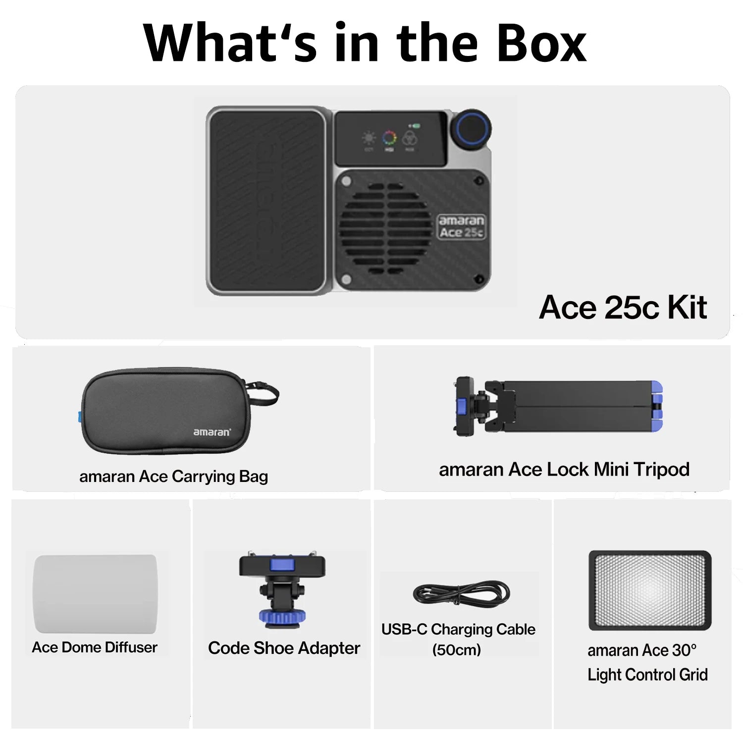 For Amaran Ace 25c Full-Color Mini Video LED Light RGBWW Pocket RGBWW with 2300K-10000K 4500mAh PD Fast Charging TikTok
