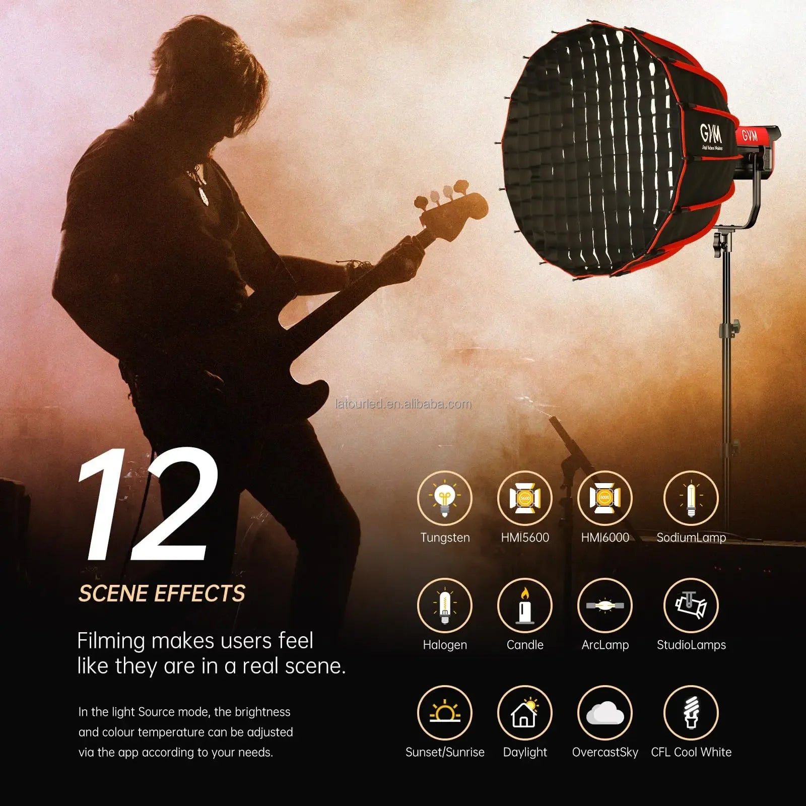 GVM Official PRO SD300B 300W DMX-Controlled LED Light for Professional Video Production  2700-6800K CCT CRI 97