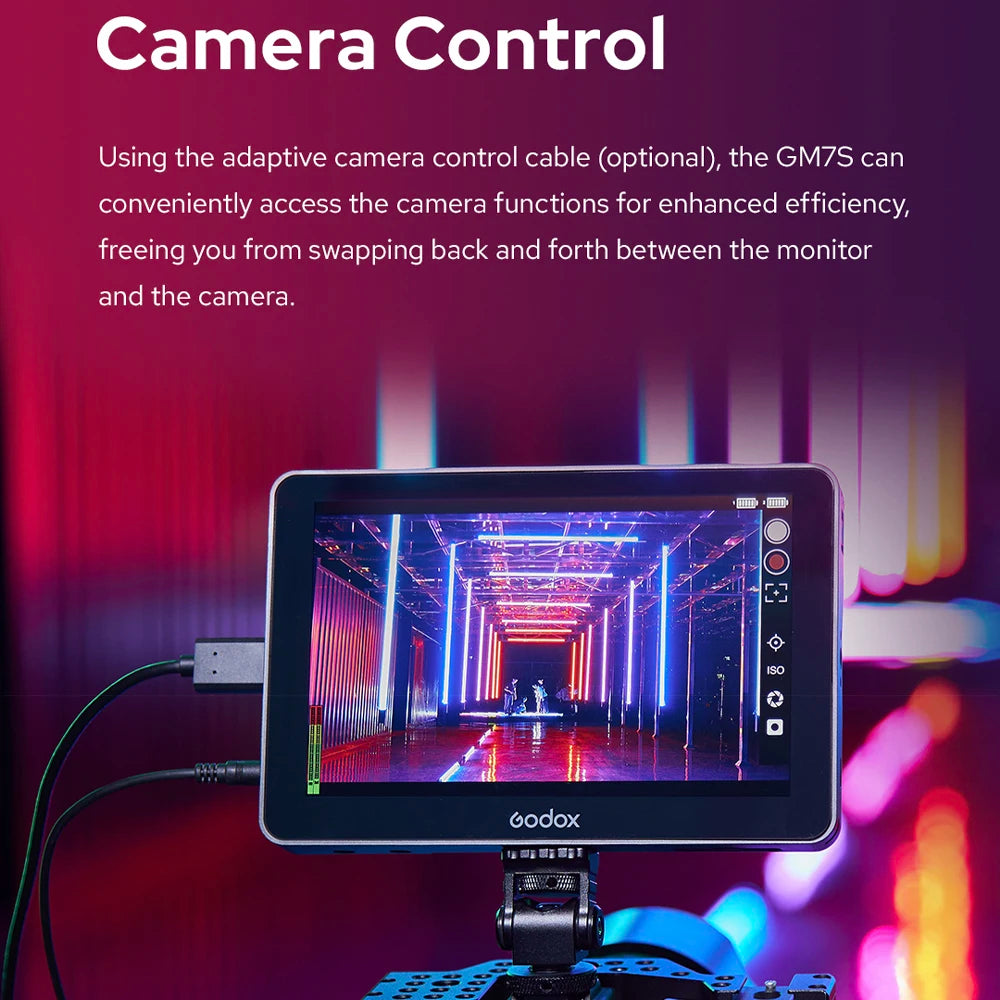 GODOX GM7S 7-inch 4K Highlight Monitor GM7S Camera Field Touchscreen Ultra-bright On-Camera Monitor Video Focus Assist