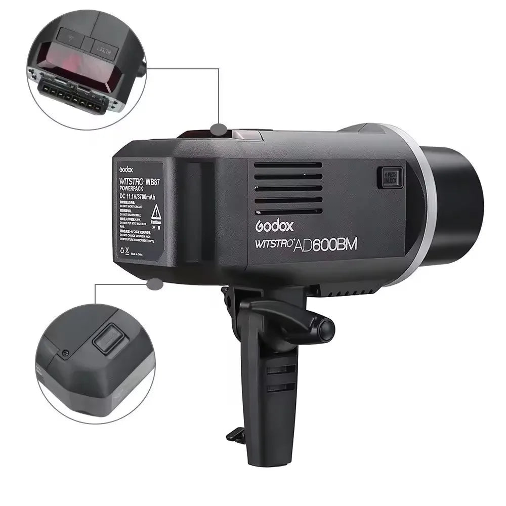 Godox AD600BM Outdoor TTL Studio Strobe Flash Light with Built-in Godox 2.4G Wireless X System Li-on Battery for Photography